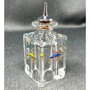 VTG Glass Barber Aftershave Bitter Bottle Angler Fly Fishing Flies Fathers Day